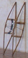 wood sledge shape frame with metal for hanging
